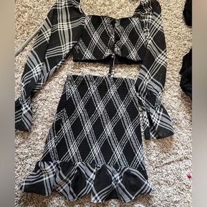 2 piece plaid skirt set